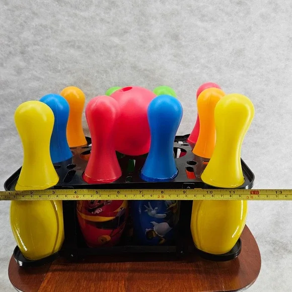 Disney Mickey Donald Goofy Pluto Mini Bowling Set 10 Pins 1 Ball Fun Toy Vtg - Picture 6 of 7